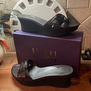 Stuart Weitzman Buster Black Sandals - 9 - Good Condition - See all photos